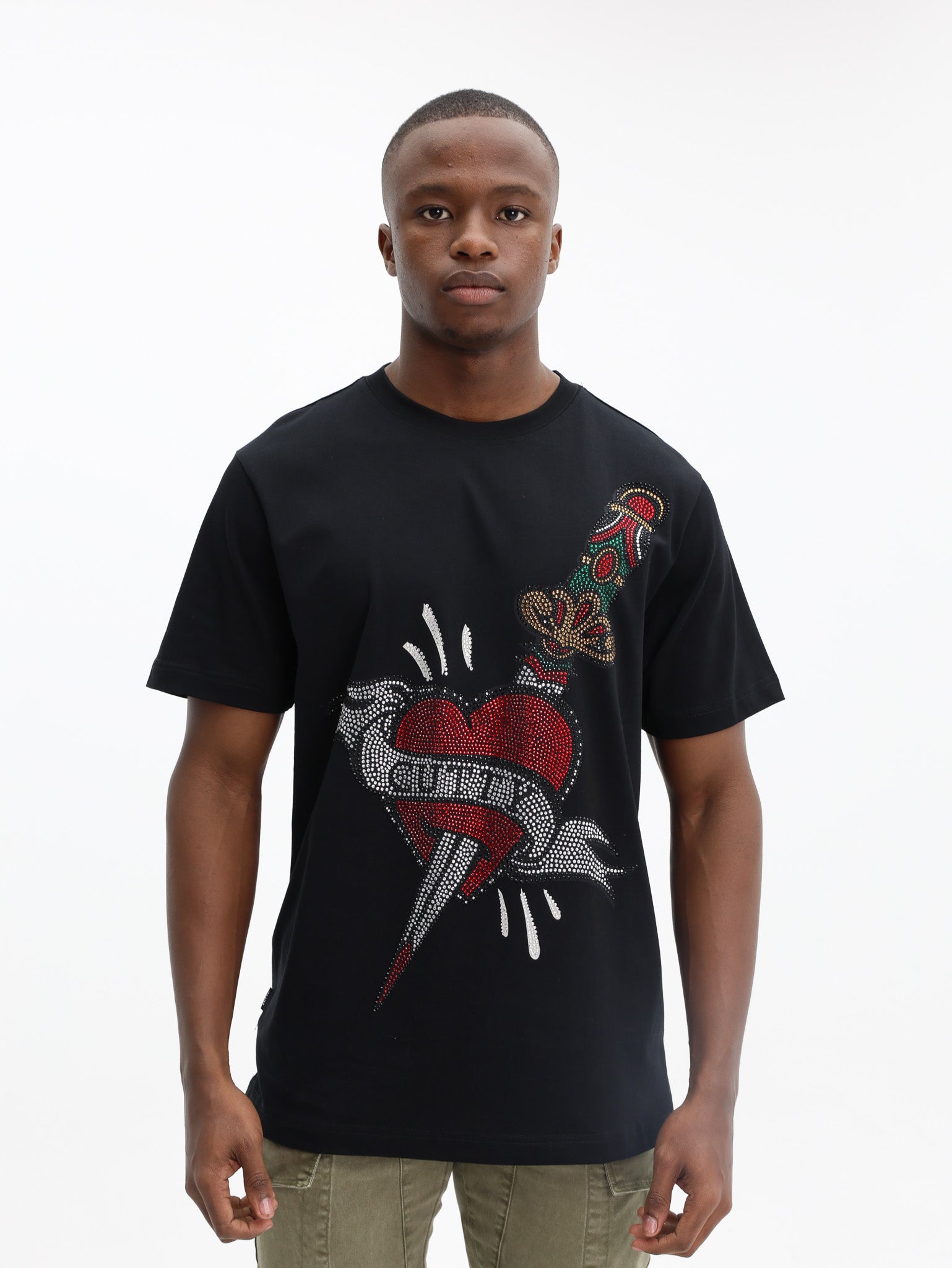 Cutty T-Shirt Bling Dagger In Heart Black